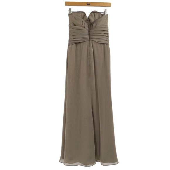 Alvina Valenta Taupe Sweetheart Neck Prom Chiffon Bridesmaid Dress Womens Size 6 - Picture 2 of 11
